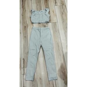 Womens 2 Piece Crop Top Pant Set Toby Heart Ginger Small Polka Dot